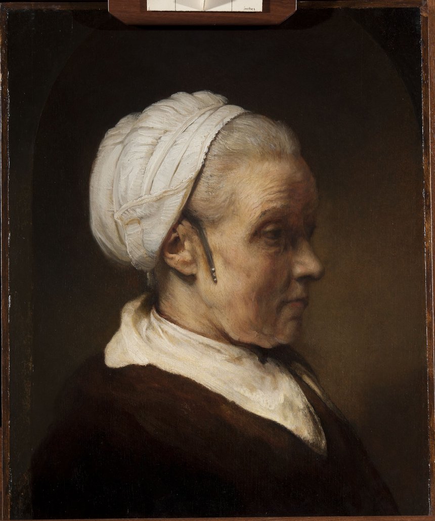 Rembrandt Old woman in a white cap