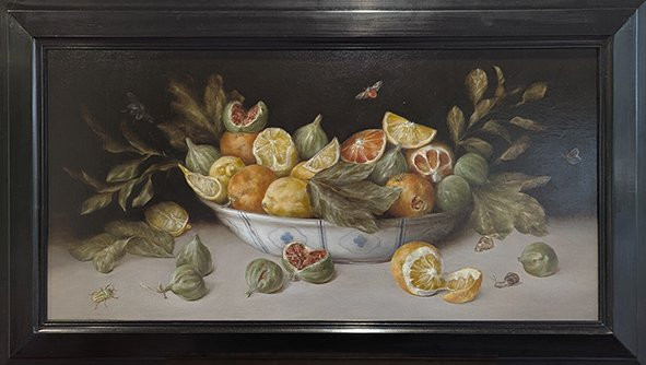 Siracusa lemons, Tarocco and Moro oranges and Verdino figs with insects by Tanja Moderscheim